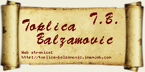 Toplica Balzamović vizit kartica